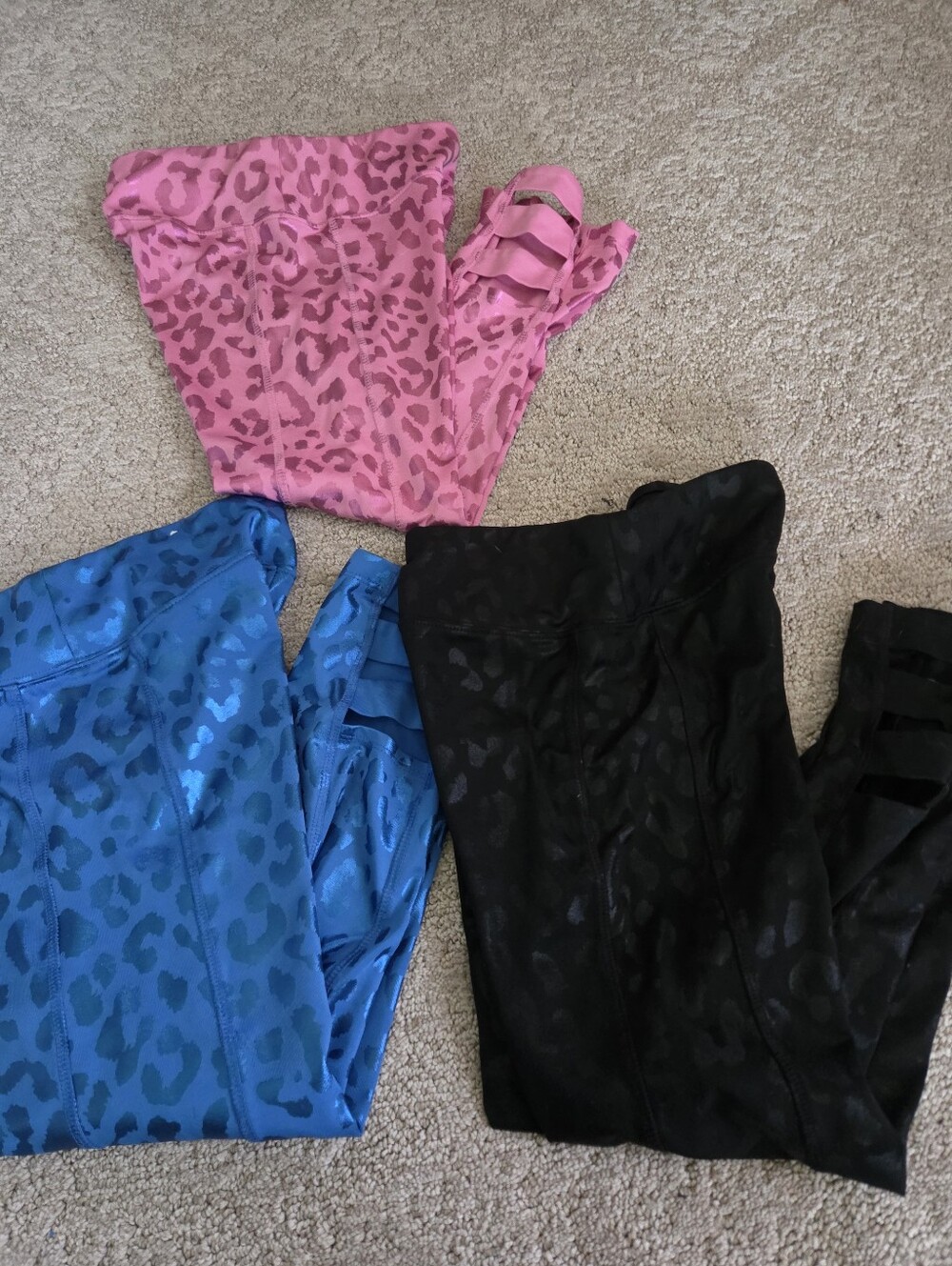 3 Pairs Of Metallic Leopard Justice Leggings Size 10